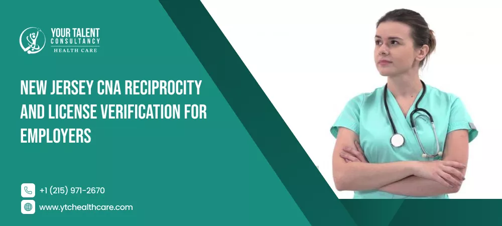 Employer checklist for reviewing CNA reciprocity and verifying credentials for work in New Jersey.